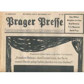 Prager Tagblatt (noviny 1937, smrt T. G. Masaryk, prezident)