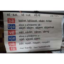 Bě - bje, vě - vje, pě, fě (pravopis 3/8) - český jazyk - školní plakát - výukový obraz