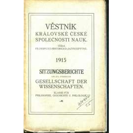 Věstník Královské české společnosti nauk 1915. Třída filosoficko-historicko-jazykozpytná