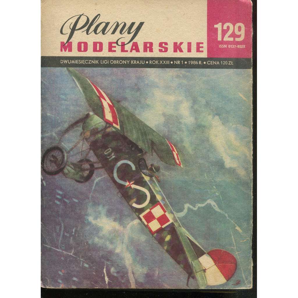 Plany modelarskie, roč. XXIII., č. 129/1986 [Modelářské plány - letadlo FOKKER V-VII; letectvo, letadla, modelářství, modely]