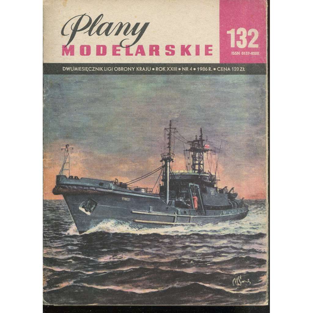 Plany modelarskie, roč. XXIII., č. 132/1986 [Modelářské plány - loď Okret ratowniczy O.R.P. PIAST; letectvo, letadla, modelářství, modely]