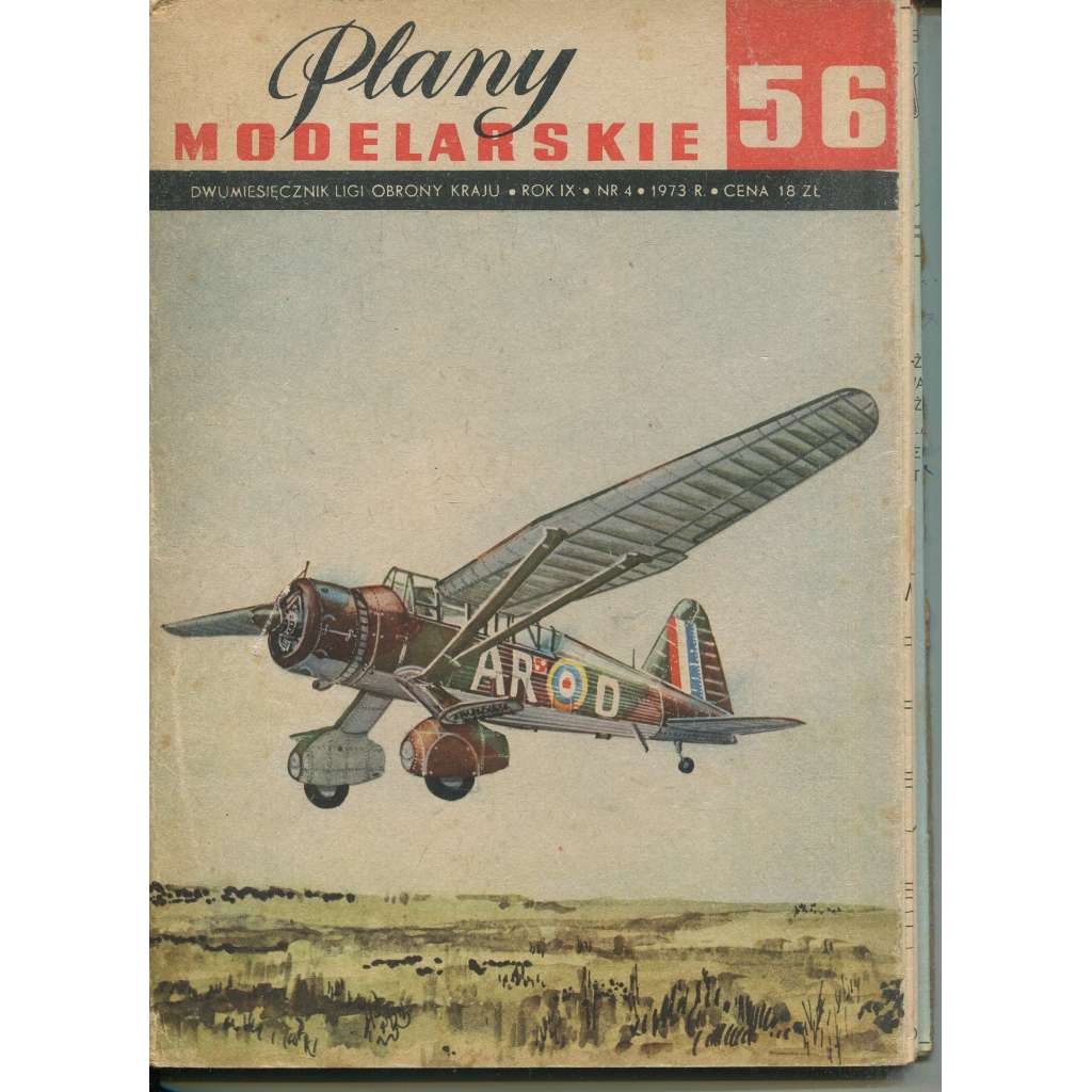 Plany modelarskie, roč. IX., č. 56/1973 [Modelářské plány - letadlo Westland Lysander, letectvo, letadla, modelářství, modely]