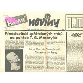 Ranní noviny, 1937 (smrt T. G. Masaryk, prezident)