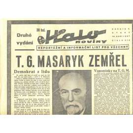 Halo noviny, 1937 (smrt T. G. Masaryk, prezident) Halo noviny, 1937 (smrt T. G. Masaryk, prezident)