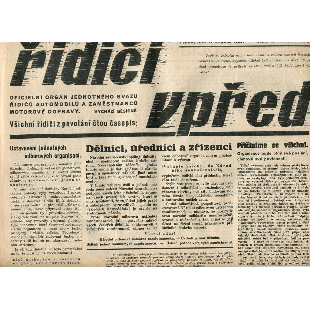 Řidiči vpřed, ročník XXI., číslo 5/1939 (noviny)