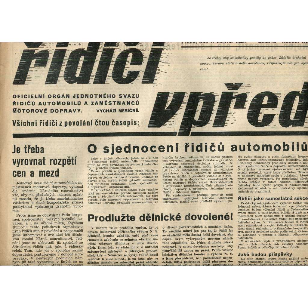 Řidiči vpřed, ročník XXI., číslo 6/1939 (noviny)