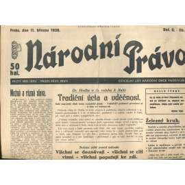 Národní právo, ročník II., číslo 9/1938. Oficielní list národní obce fašistické (noviny, pravicová literatura)