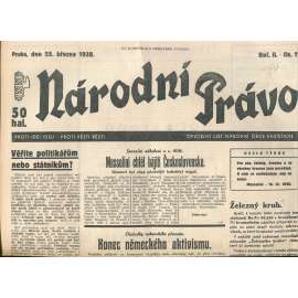 Národní právo, ročník II., číslo 11/1938. Oficielní list národní obce fašistické (noviny, pravicová literatura)