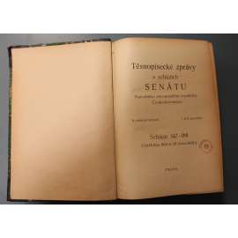 Těsnopisecké zprávy o schůzích senátu Národního shromáždění republiky Československé 1928-1929. Schůze 147-186 (senát, první republika, tisky, zákony; polokožená vazba - vazba kůže)