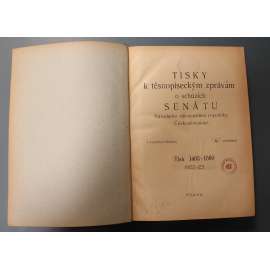 Tisky k těsnopiseckým zprávám o schůzích senátu (senát, první republika, tisky, zákony; polokožená vazba - vazba kůže)