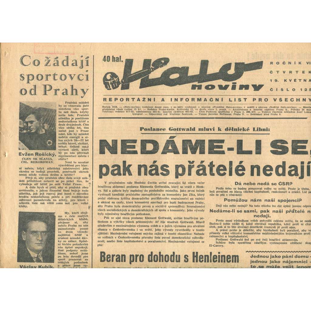 Halo noviny, ročník VI., číslo 125/1938 Halo noviny, ročník VI., číslo 125/1938