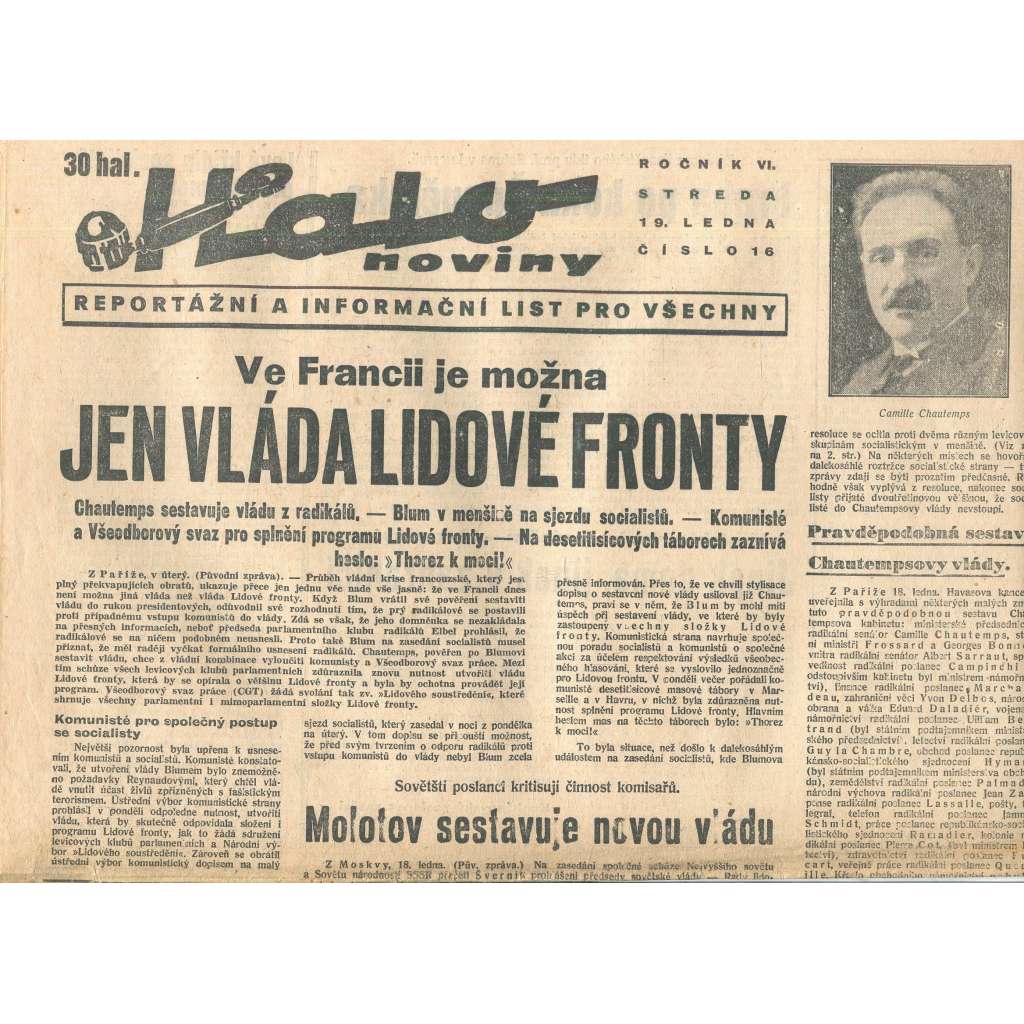Halo noviny, ročník VI., číslo 16/1938 Halo noviny, ročník VI., číslo 16/1938