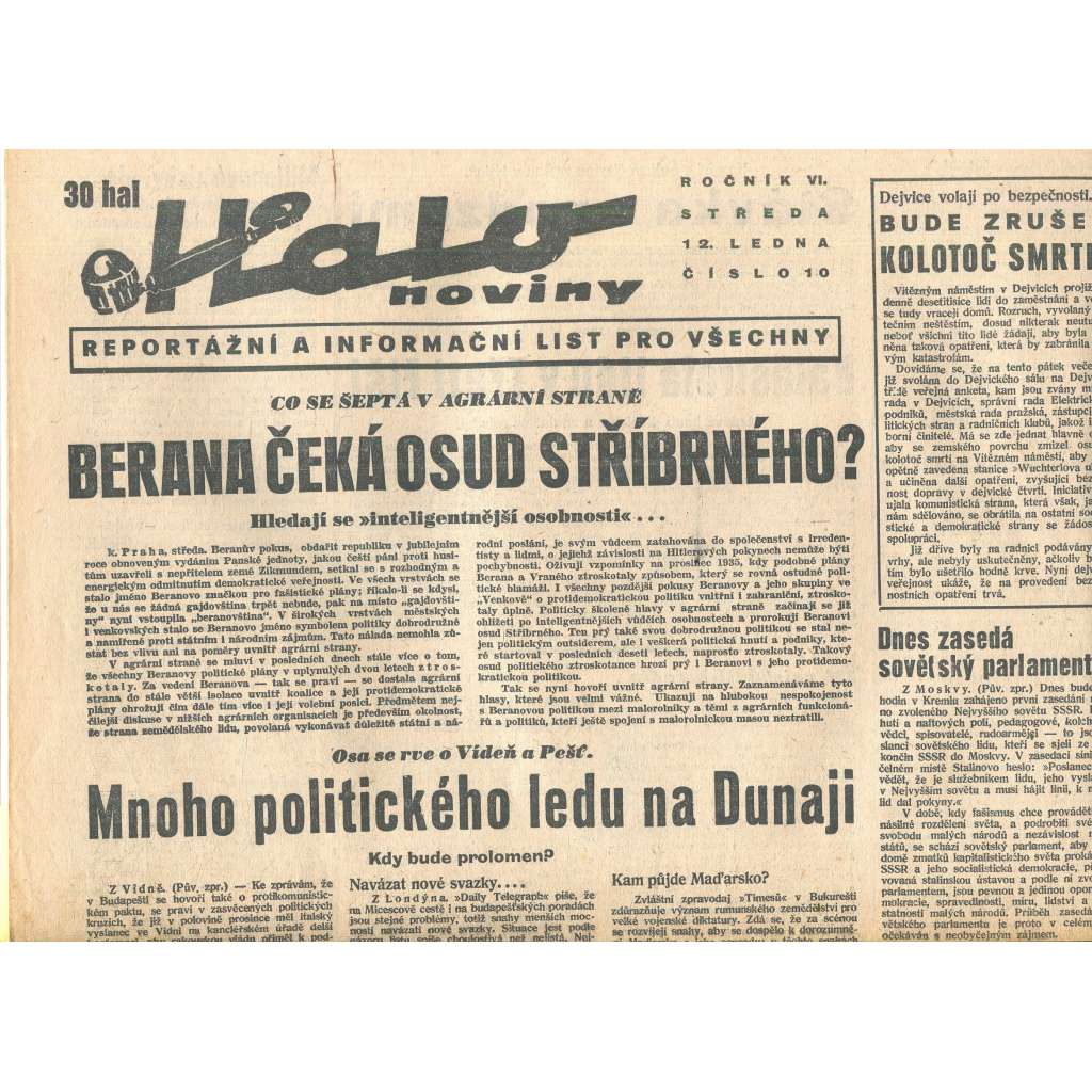 Halo noviny, ročník VI., číslo 10/1938 Halo noviny, ročník VI., číslo 10/1938