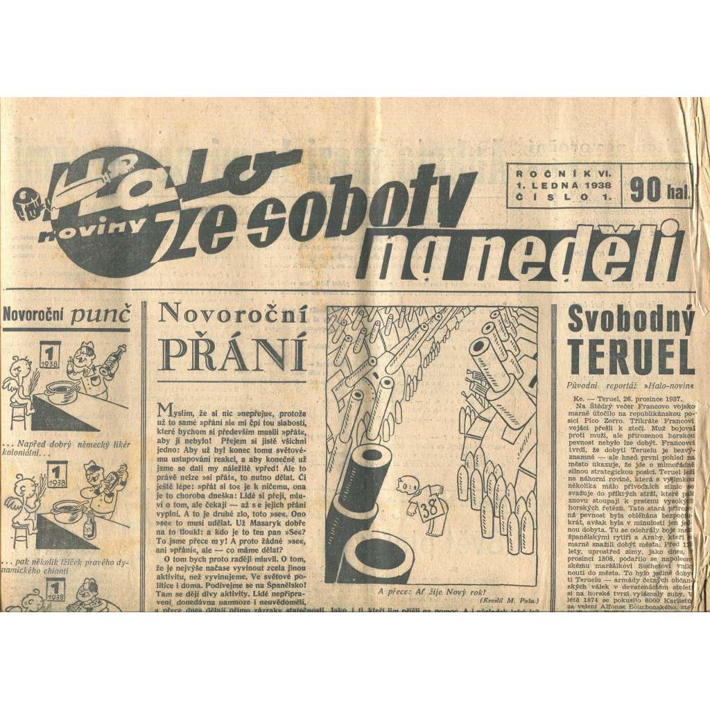 Halo noviny, ročník VI., číslo 1/1938 Halo noviny, ročník VI., číslo 1/1938