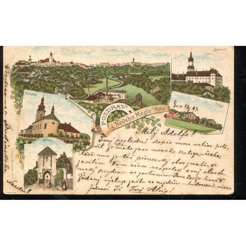 Nové Město nad Metují, Náchod, litografie