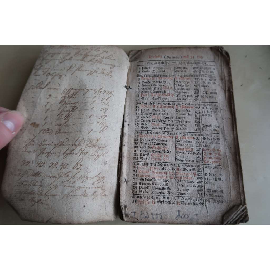 starý kalendář aneb Hvězdářské domnění na rok 1797 (není kompletní)