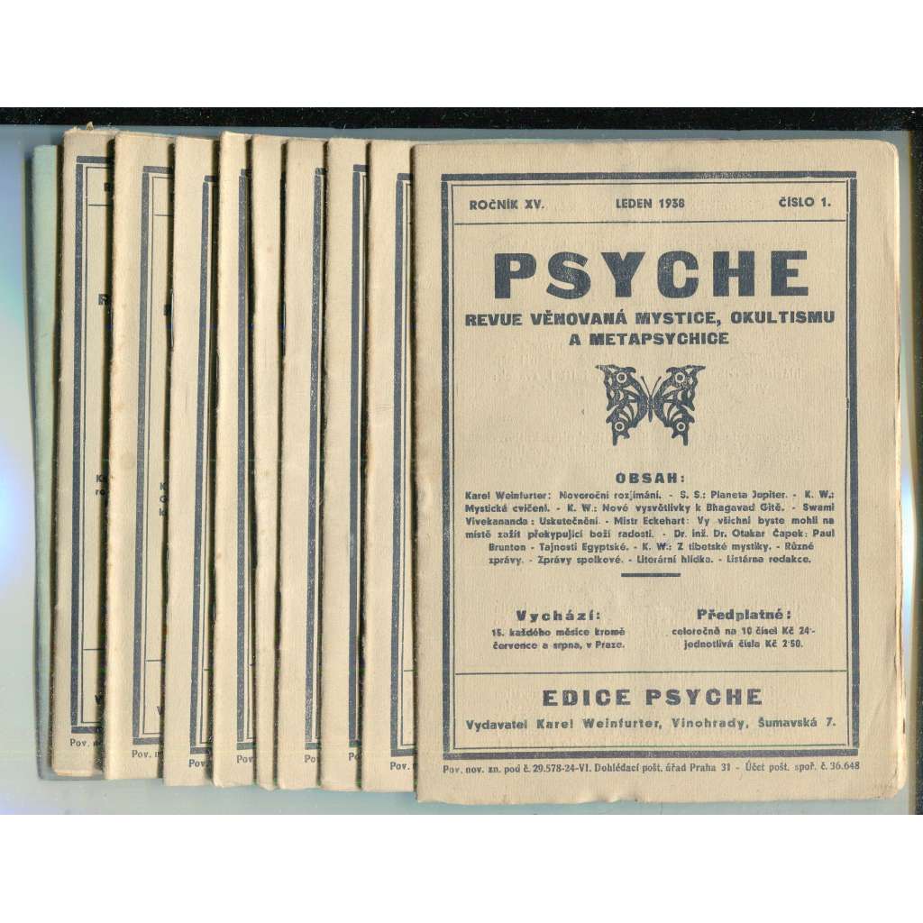 Psyche, ročník XV./1938, čísla 1.-10. (Revue věnovaná mystice, okultismu a metapsychice)