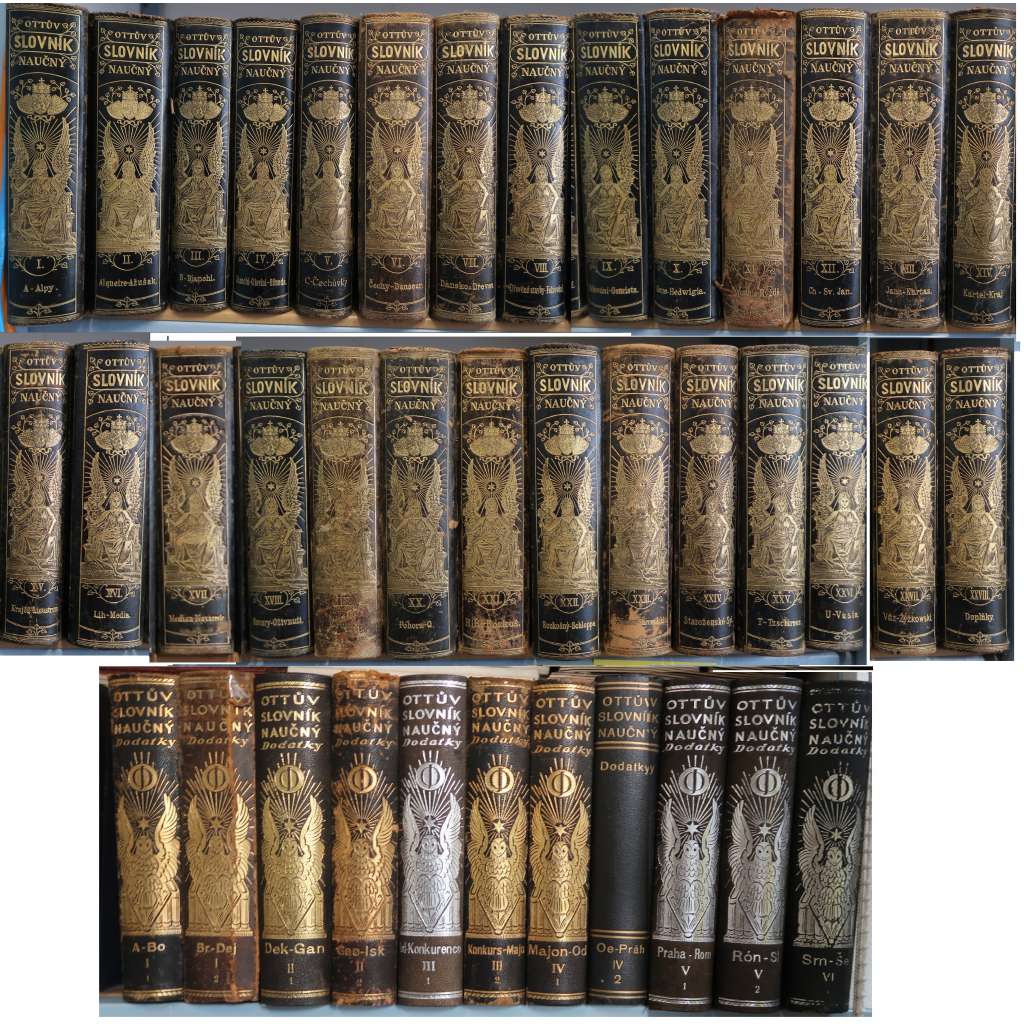 OTTŮV SLOVNÍK NAUČNÝ - 39 SVAZKŮ - 28 kompletní základní řada + 11 DODATKY - SLEVA - VAZBA KŮŽE - (encyklopedie všech oborů - mj. historie, přírodní vědy, místopis, výkladová hesla)
