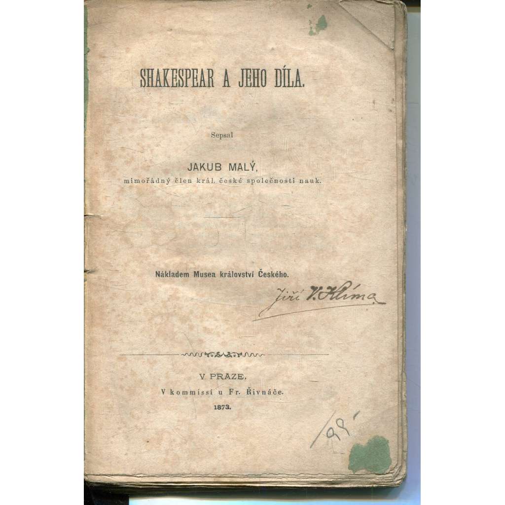 Shakespear a jeho díla (William Shakespeare) - 1873
