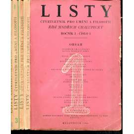 Listy, ročník I., číslo 1-4/1946. Čtvrtletník pro umění a filosofii (4 svazky) Listy, ročník I., číslo 1-4/1946. Čtvrtletník pro umění a filosofii (4 svazky)