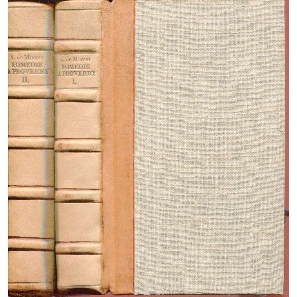 Komedie a proverby, 2 svazky (edice: Prsten, sv. 7) (drama; Marianiny rozmary. S láskou nelze žertovat. Lorenzaccio; Ukvapené sliby, snadné chyby. Carmosina. Bettina. Španělská stěna) - vazba kůže - polokožená