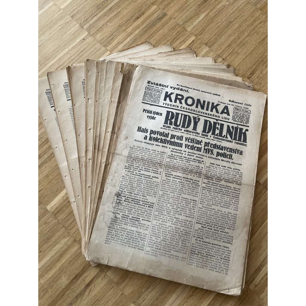 Kronika, ročník (XIV.) IX., čísla 1-30, 32-34 a 36-40/1928. Týdeník československého lidu (1. republika, noviny, komunistické noviny)