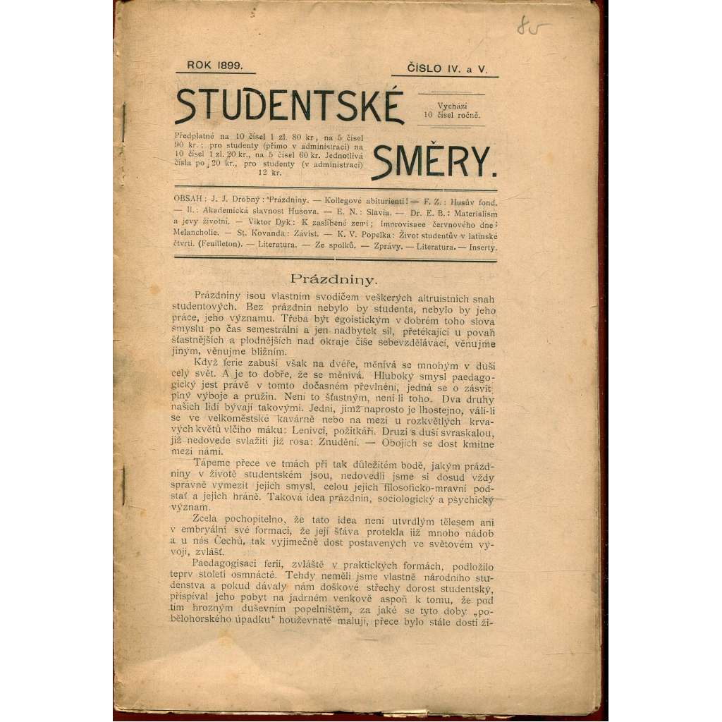Studentské směry, číslo IV. a V./1899 (Časopis)