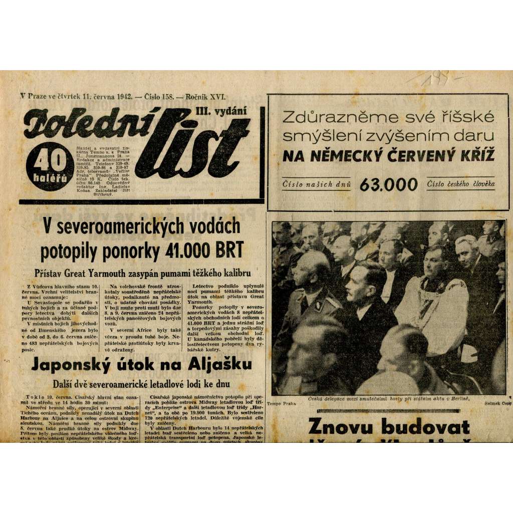 Polední list (11.6.1942) - staré noviny