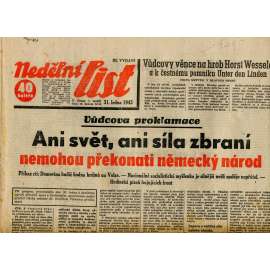 Nedělní list (31.1.1943) - staré noviny