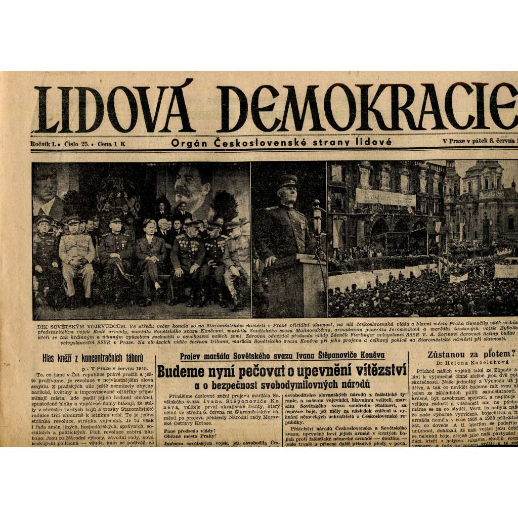 Lidová demokracie (8.6.1945) - staré noviny