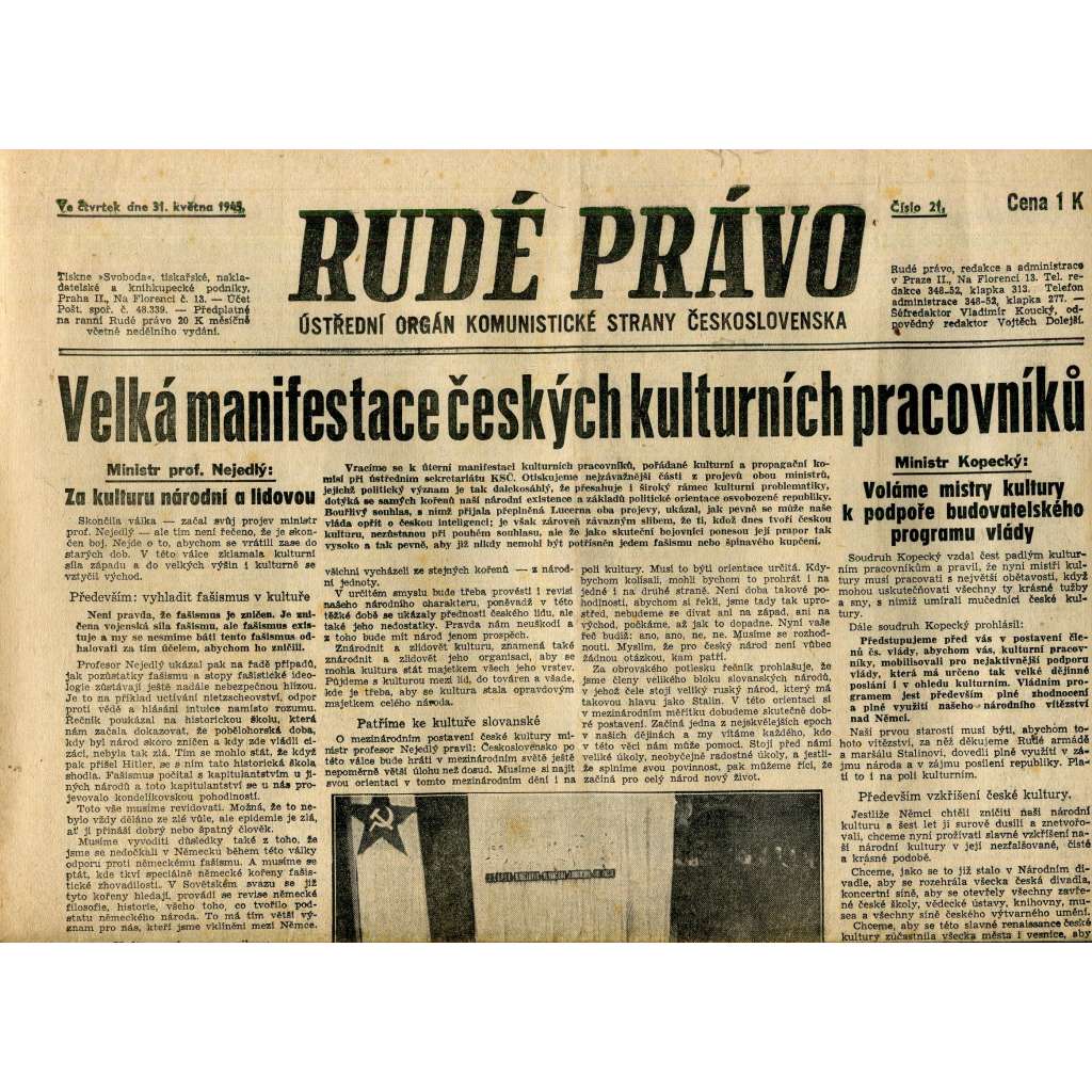 Rudé právo (31.5.1945) staré noviny