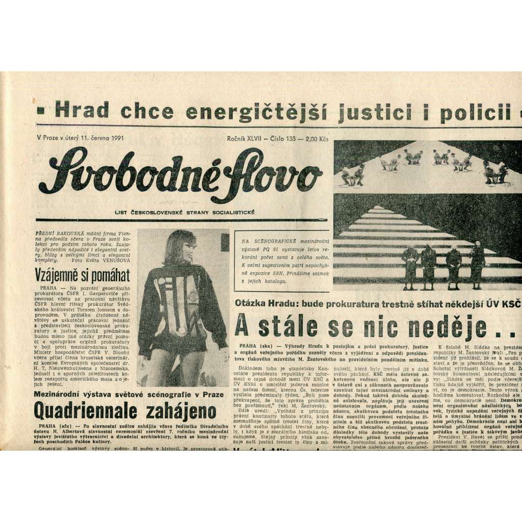Svobodné slovo (11.6.1991) - staré noviny