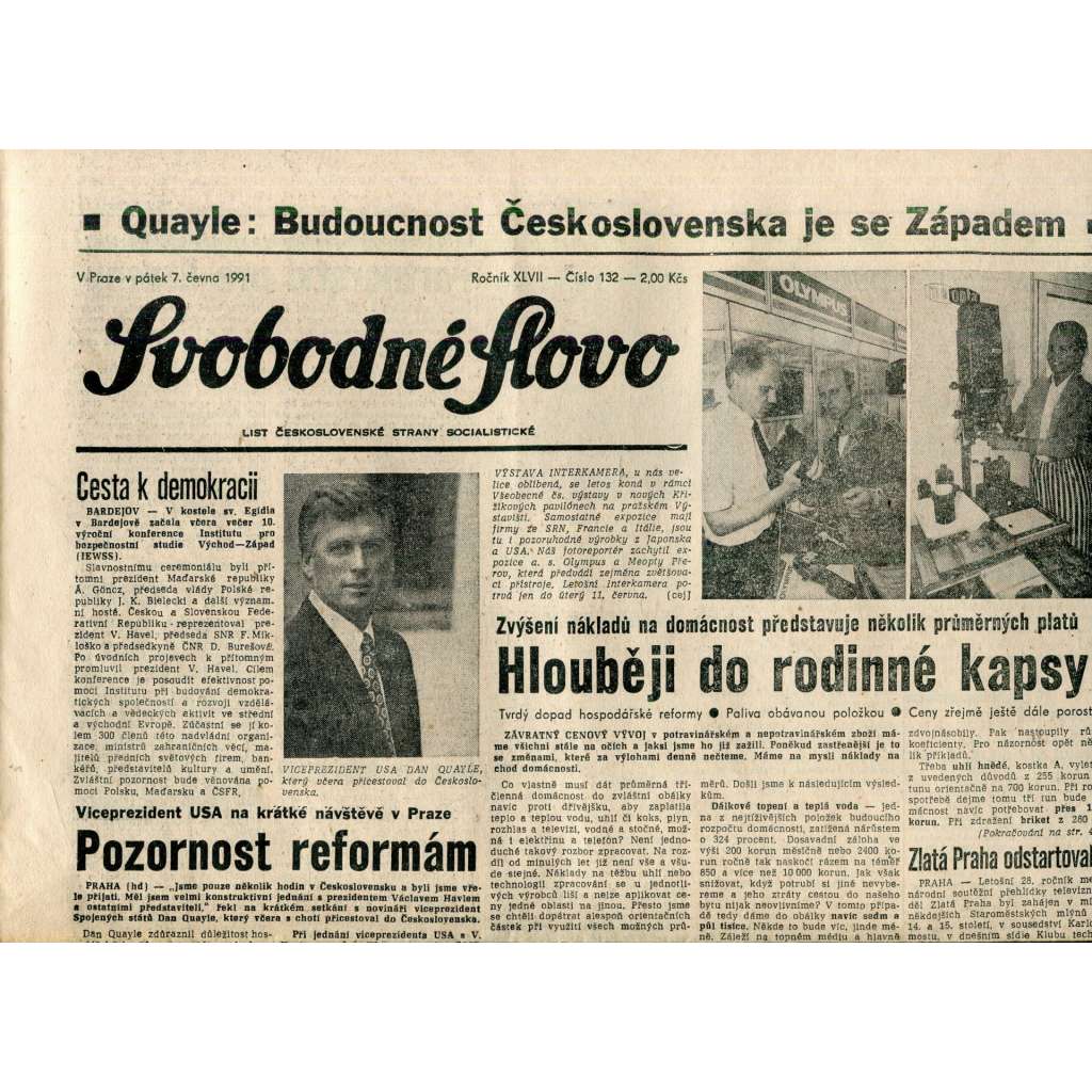 Svobodné slovo (7.6.1991) - staré noviny
