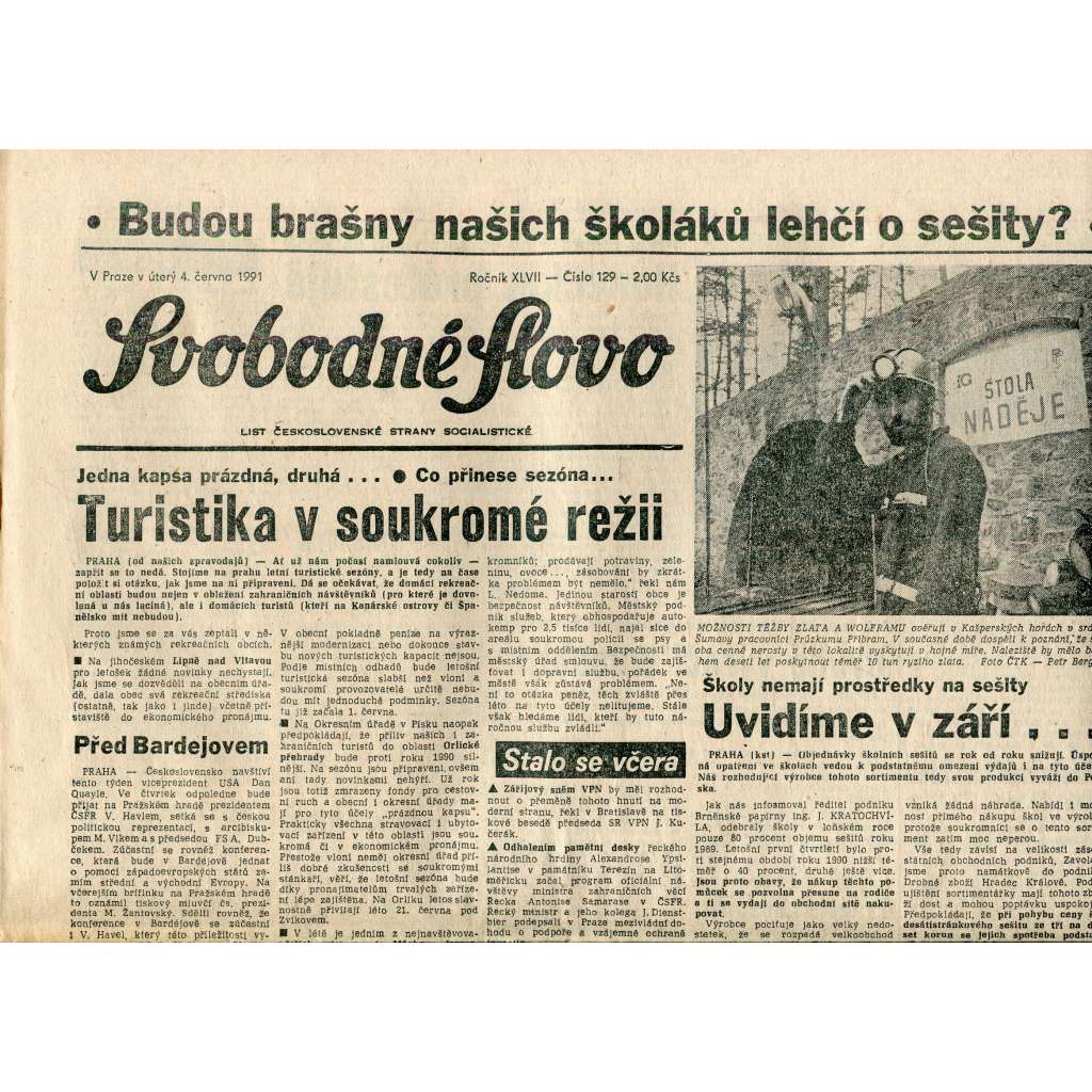 Svobodné slovo (4.6.1991) - staré noviny