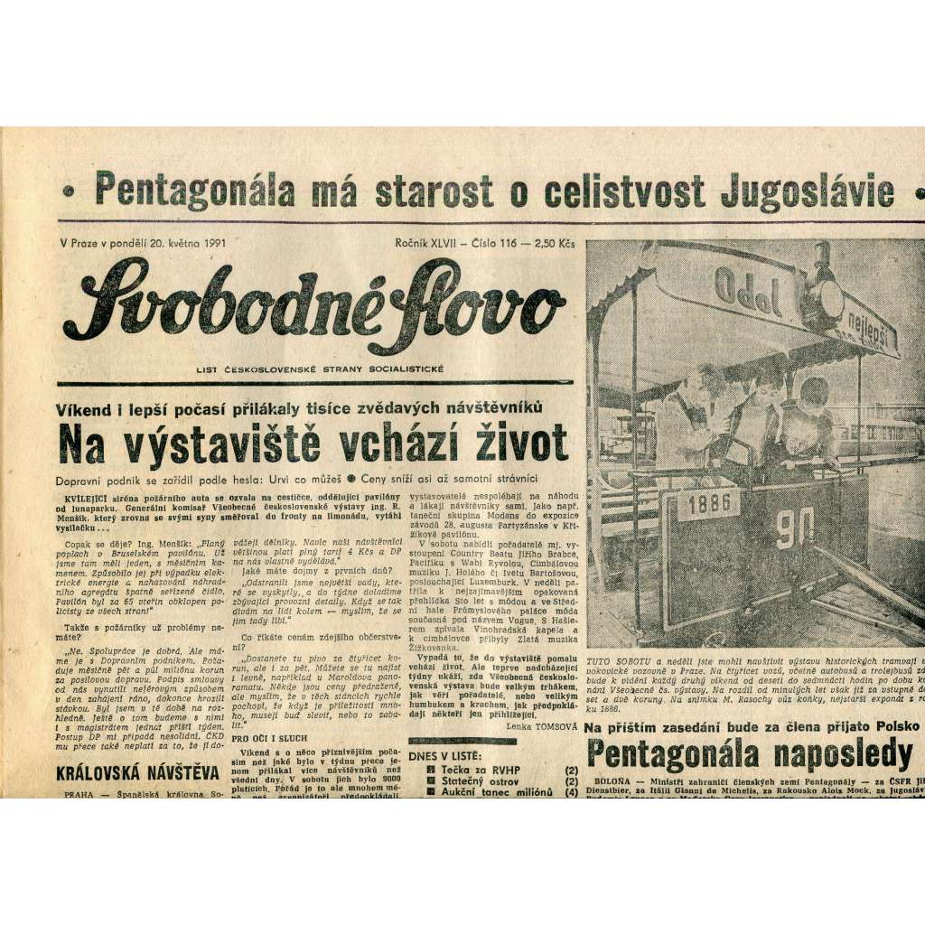 Svobodné slovo (20.5.1991) - staré noviny Svobodné slovo (20.5.1991) - staré noviny