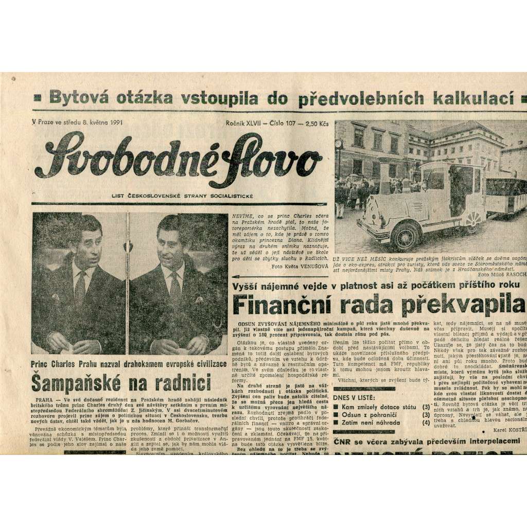 Svobodné slovo (8.5.1991) - staré noviny Svobodné slovo (8.5.1991) - staré noviny
