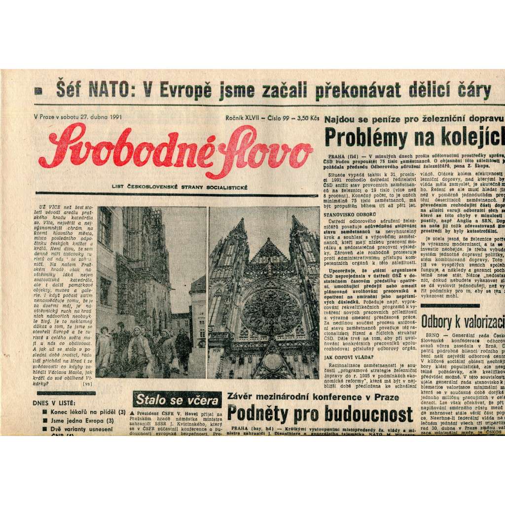 Svobodné slovo (27.4.1991) - staré noviny