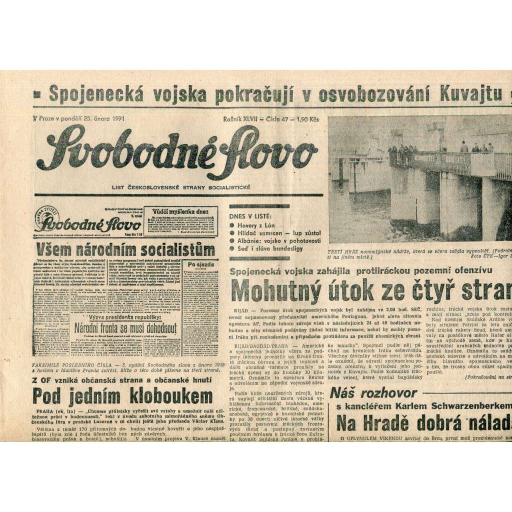 Svobodné slovo (25.2.1991) - staré noviny Svobodné slovo (25.2.1991) - staré noviny