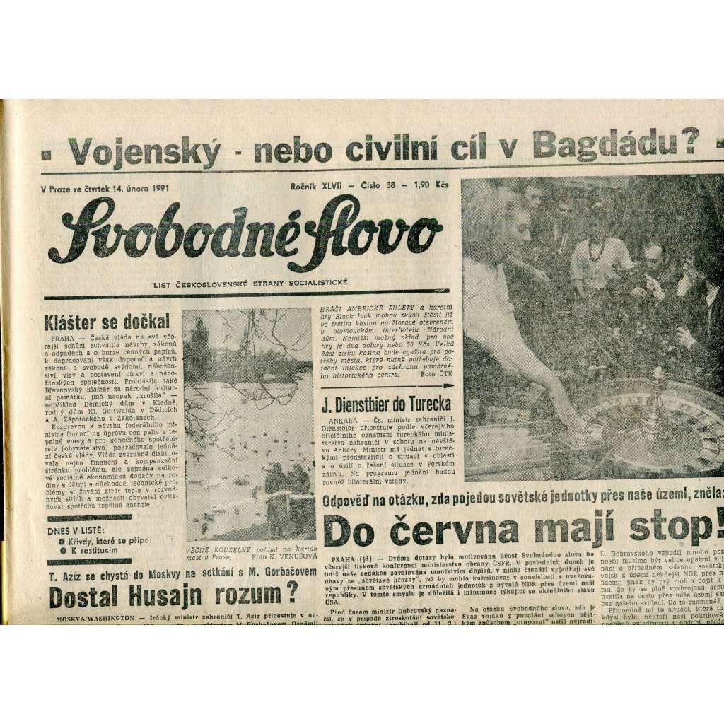 Svobodné slovo (14.2.1991) - staré noviny