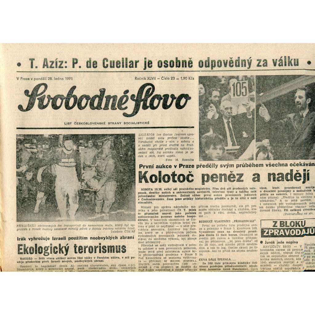 Svobodné slovo (28.1.1991) - staré noviny Svobodné slovo (28.1.1991) - staré noviny