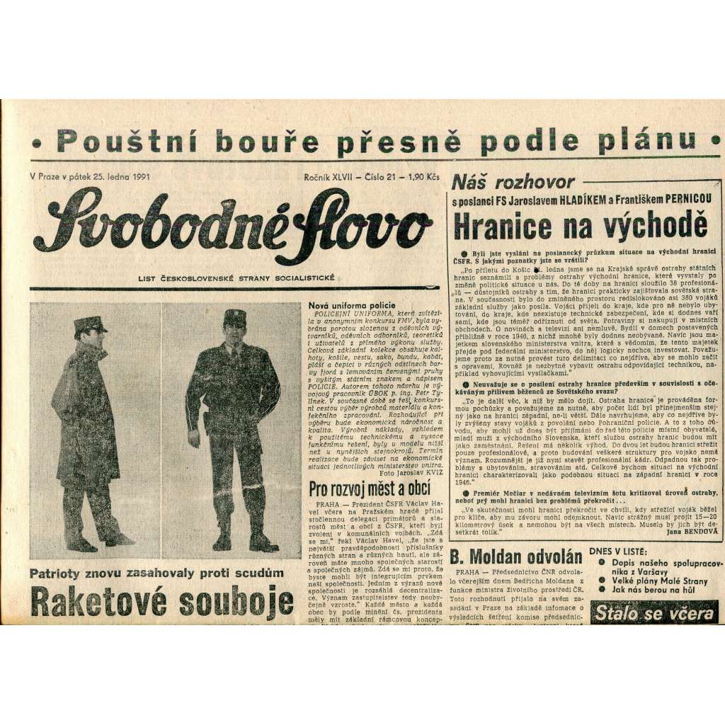 Svobodné slovo (25.1.1991) - staré noviny Svobodné slovo (25.1.1991) - staré noviny