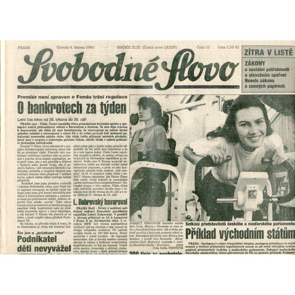 Svobodné slovo (4.3.1993) - staré noviny Svobodné slovo (4.3.1993) - staré noviny