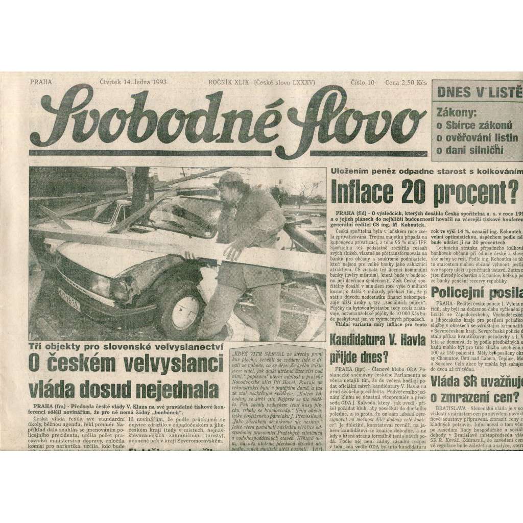 Svobodné slovo (14.1.1993) - staré noviny