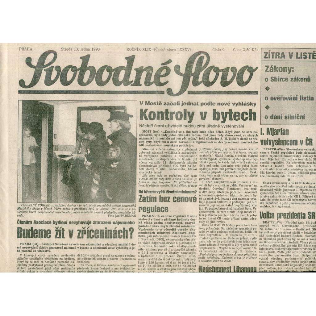 Svobodné slovo (13.1.1993) - staré noviny