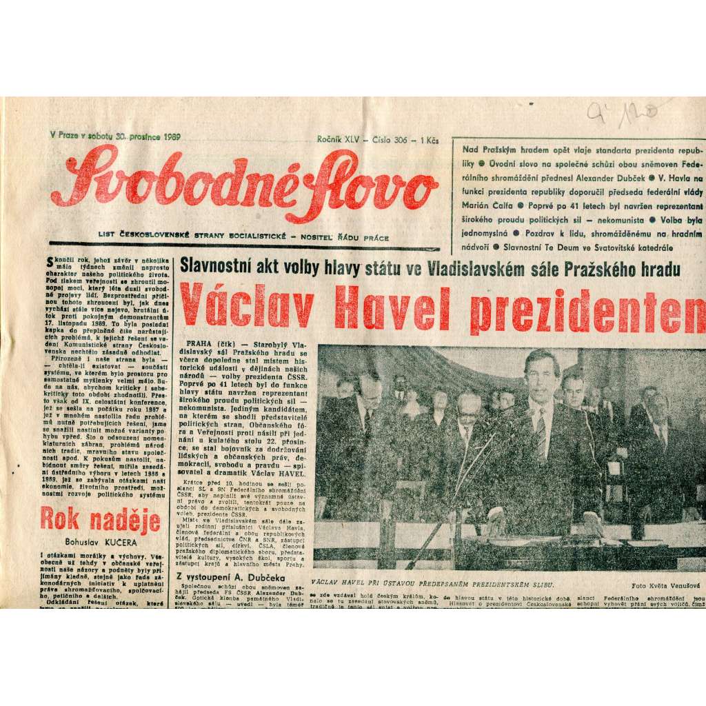 Svobodné slovo (30.12.1989) - staré noviny