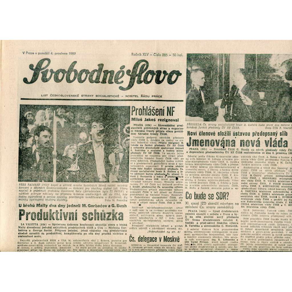 Svobodné slovo (4.12.1989) - staré noviny