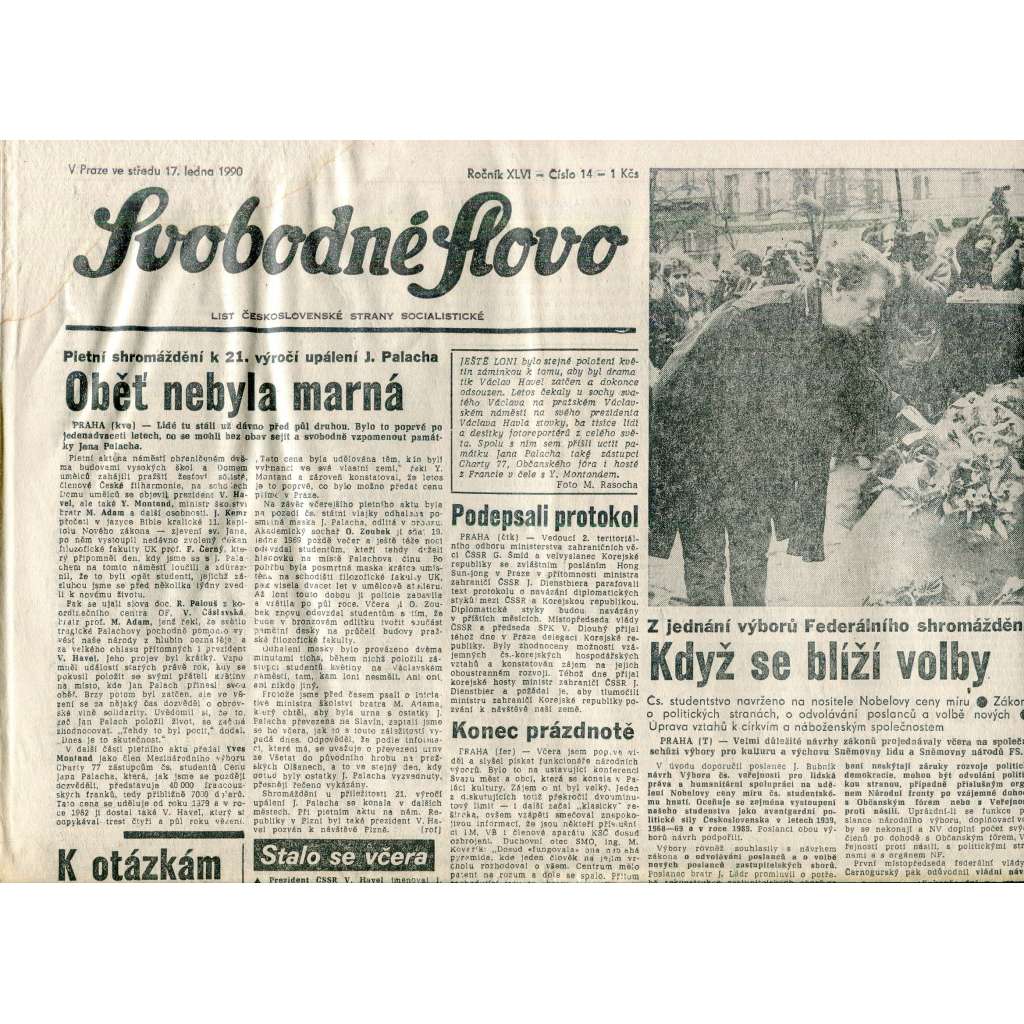 Svobodné slovo (17.1.1990) - staré noviny