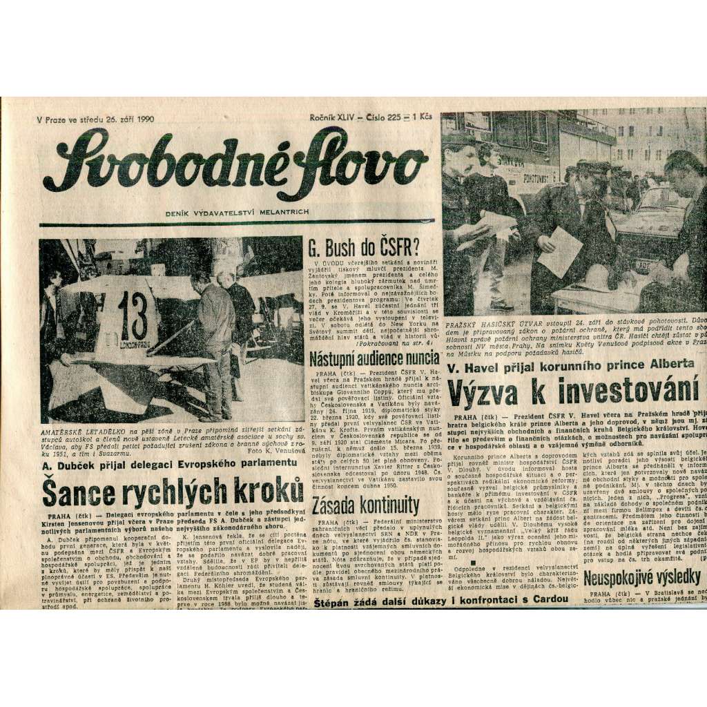 Svobodné slovo (26.9.1990) - staré noviny