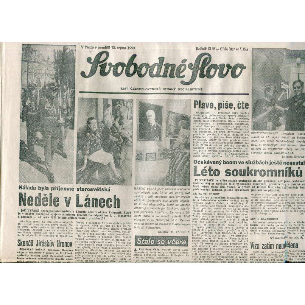 Svobodné slovo (13.8.1990) - staré noviny