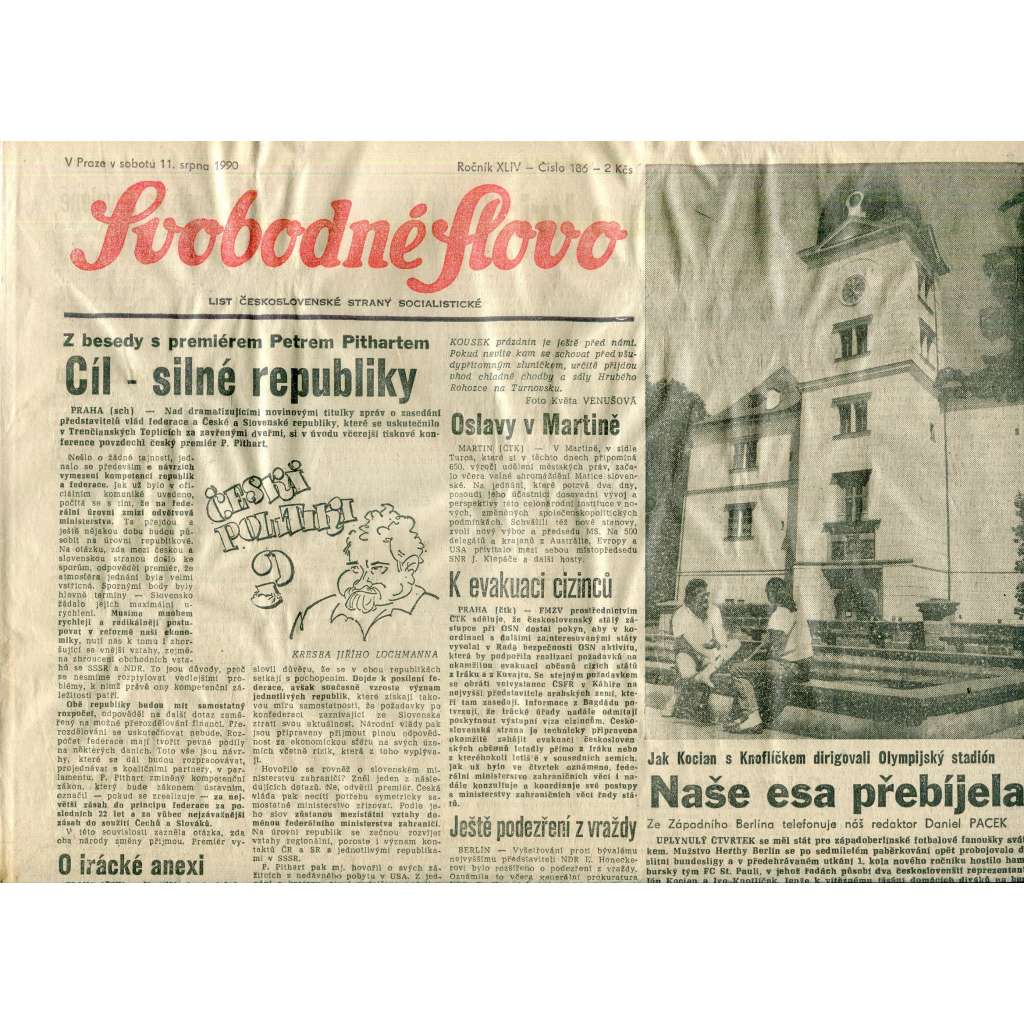 Svobodné slovo (11.8.1990) - staré noviny